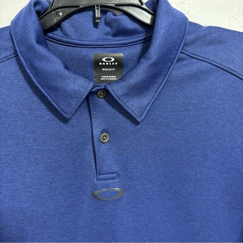 Oakley Regular Fit Short Sleeve Polo Men's Large Blue Athletic Casual FLAW Shirt - Picture 3 of 9